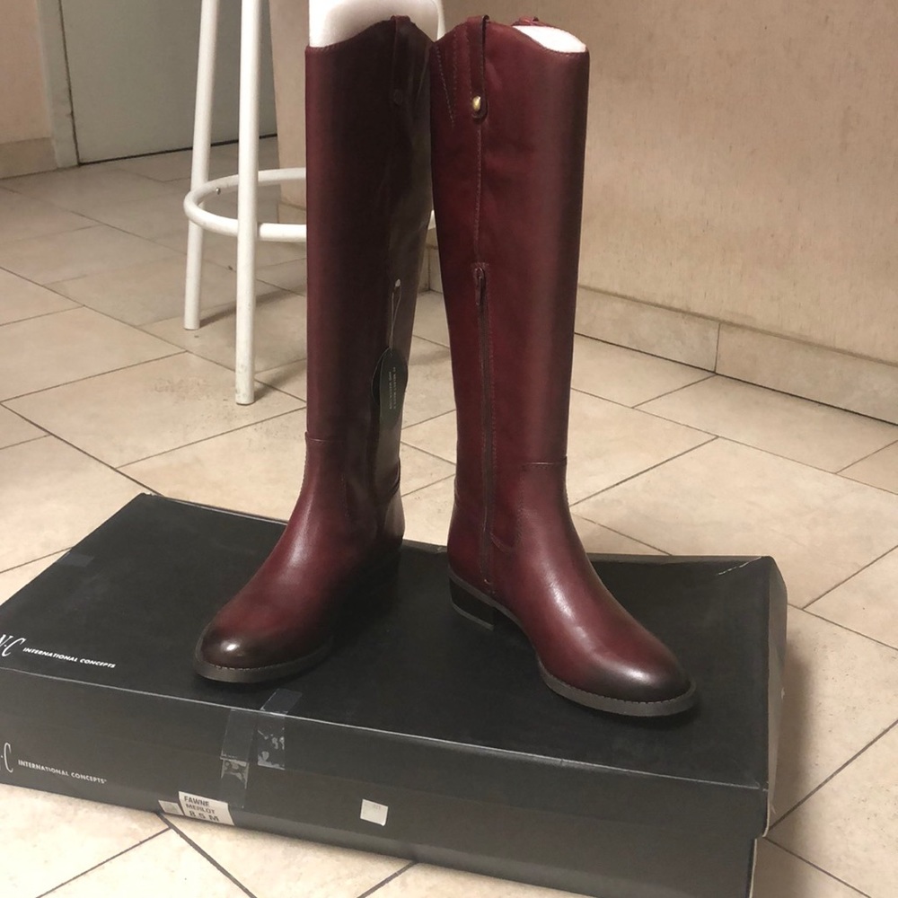 Merlot leather boots